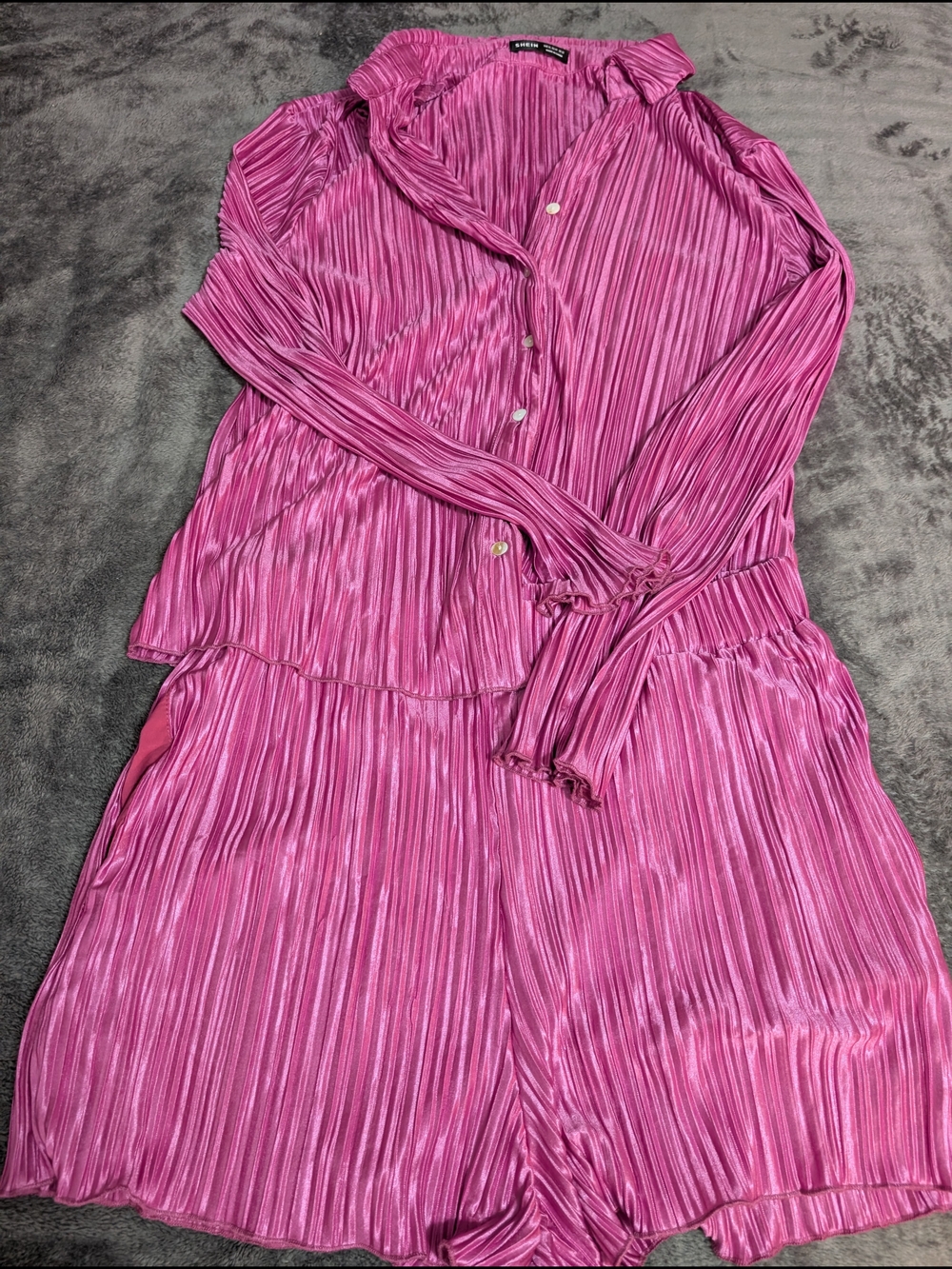 SHEIN Hot Pink Pleated Two-Piece Set